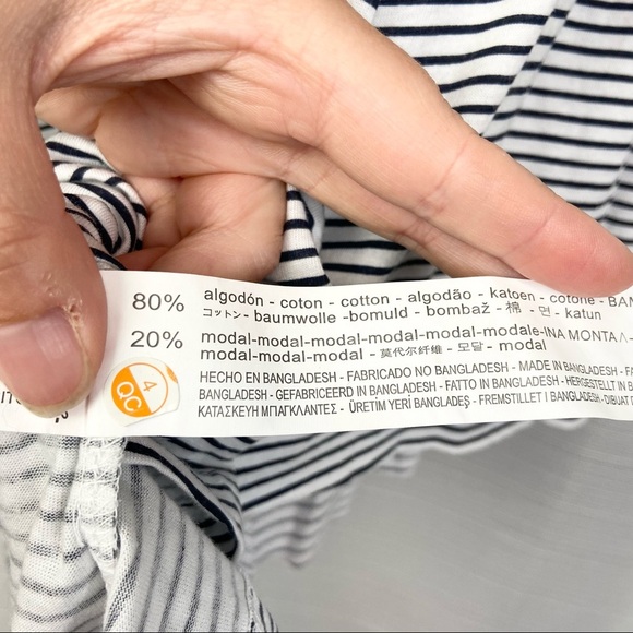 NWOT•Zara Trafaluc•modal flounce black white stripe bell oversized sleeve small - Picture 5 of 8